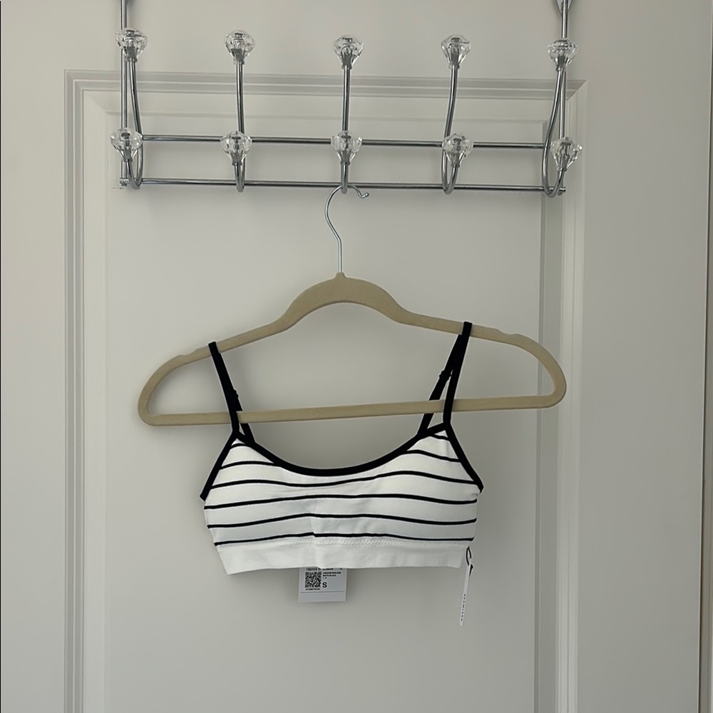 White and Black Striped Bralette